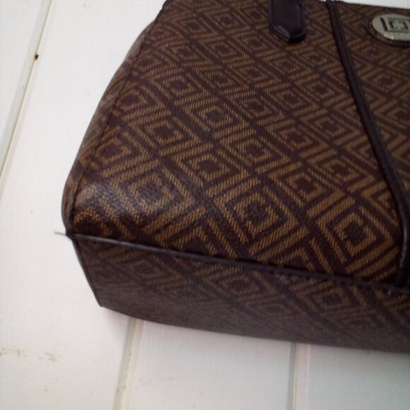 Liz Claiborne Satchel Laptop Media Career Bag Top Handle 3 Sections Brown - Picture 6 of 15